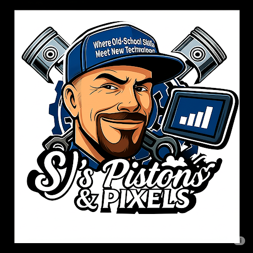 SJ's Pistons & Pixels logo